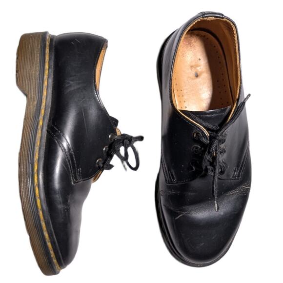 Vtg 1990s Dr. Martens Made in England 1461 Black Leather 3 Eye Oxfords UK 4 US 6 - Picture 1 of 9